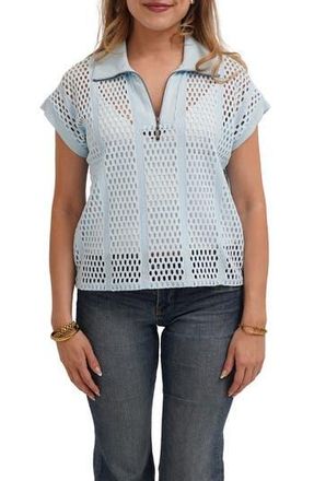 Cyrus Open Stitch Knit Quarter Zip Top in Sky Blue at Nordstrom Rack, Size X-Large