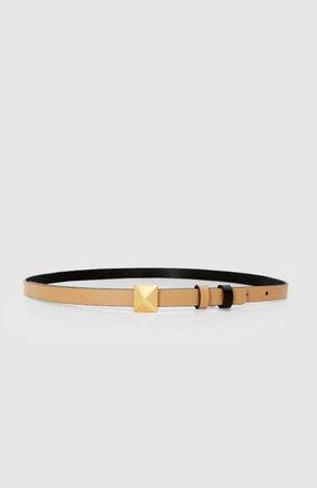 Belle & Bloom Cleopatra Pyramid Stud Leather Belt in Tan/black at Nordstrom