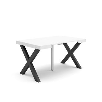 Skraut Home Mesa Consola Extensible, Mesa Comedor Plegable, 140, Para 6 Comensales, Patas Madera Maciza, Estilo Moderno, Blanco - Skraut Home