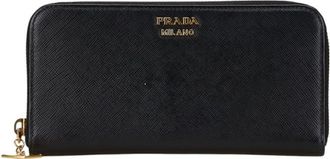 Prada Black Leather Long Wallet (Bi-Fold) (Pre-Owned)