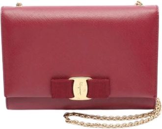 Ferragamo Pre-owned Clutches, female, Red, Size: ONE SIZE Pre-owned Leather Shoulder Bag