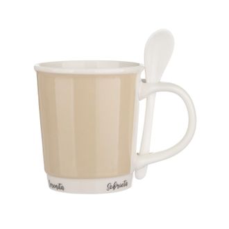 KASANOVA Mug crema 400 ml con cucchiaino