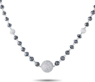 Luxury Bazaar 18K White Gold 47.25ct White and Black Diamond Beaded Necklace MF09-080426