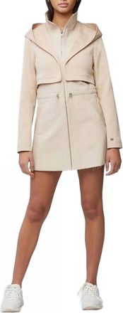 Soia & Kyo Mixed Media Coat With Dramatic Hood And Thermolite Fill In Sand