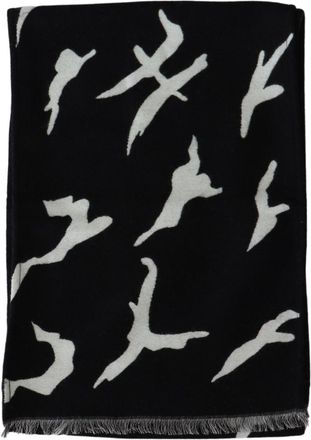 Givenchy Womens Logo-Embroidered Wool Scarf Black Silk