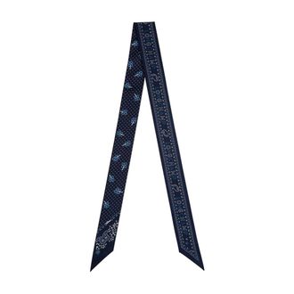 Longchamp Accessoires, Dames, Blauw, ONE Size, Bandana Print Zijden Sjaal