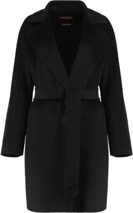 Max Mara Geknoopte wollen jas - Dames - Mantels - Zwart - Maat: M Wol