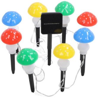 OEM Guirnalda De Luces Solares Mini Con Forma De Seta, Con 8 Led Coloridos E Impermeables, Para La Decoraci&oacute;n De Jardines, Patios O C&eacute;spedes Exteriores. -