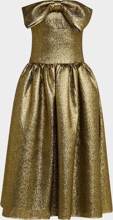 Self Portrait Metallic Jacquard Bow Midi Dress