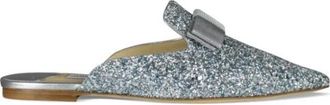 Jimmy Choo London Galaxy Glitter Mules 53 - Dames - Slip ons - Grijs - 35 EU - Leer - Schoenen