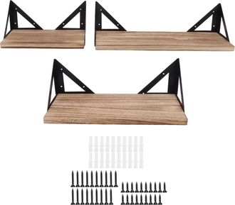 OEM 3 Estantes Flotantes De Madera Para Pared Con Soporte Triangular De Hierro, Para Sala De Estar, Dormitorio U Oficina
