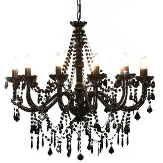 vidaXL Lampadario con Perline Nero 12 Lampadine E14 - Vidaxl