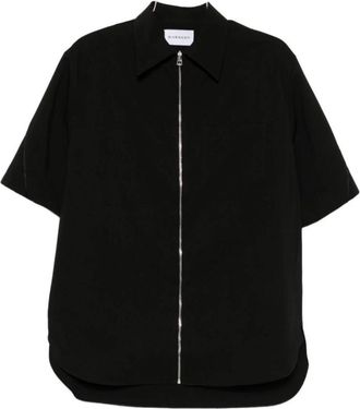 Givenchy Couture Seam Zipped Shirt - Heren - Korte mouwen Overhemden - Zwart - M - Polyester - Overhemden