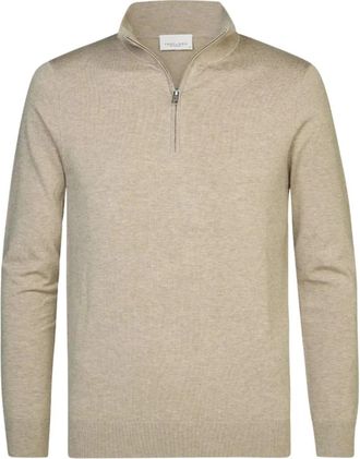 Profuomo Truien & Vesten, Heren, Beige, 2Xl, Katoen, Luxe Basic Halve Rits