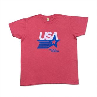 Velva Sheen Mens Usa Vs Graphic Tees In Foggy Red