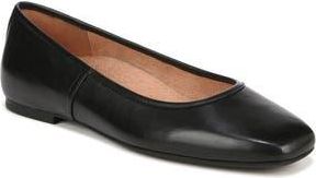 Vionic Orinda Square Toe Flat in Black Leather at Nordstrom Rack, Size 6.5