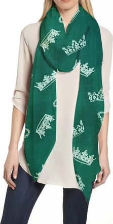 Lina & Lily Royal Crown Print Womens Scarf Oversized (Teal Green)