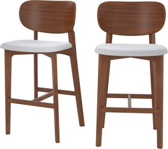 Rendez-Vous D&eacute;co Set de 2 sillas para isla central en madera y tela gris 66 cm