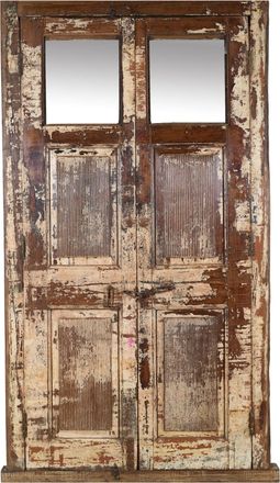 Biscottini International Puerta De Madera Maciza Y Hierro Para Interior O Exterior, Antigua Y Medieval, Con Marco Y Cristal