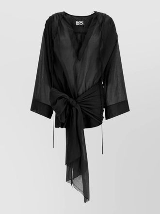 Andamane indira wrap top sheer tie neckline