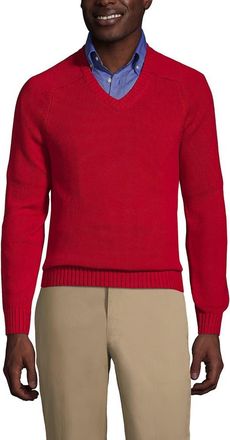 Lands End School Uniform Young Cotton Modal V-neck Sweater in Red at Nordstrom, Size X-Large