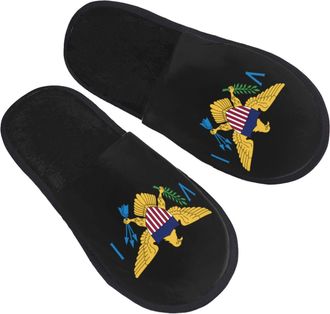 Generic Shoes Us Virgin Islands Flag Portable Cotton Slippers Comfy Slippers For Hotel Home Trip L