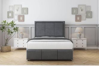 Comfort Beds Savoy Coniston Divan Set 2 Drawers-26 Headboard-Footboard in Dark Grey | Size: Super King