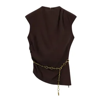 Marciano Kamila Sleeveless Mock Neck Top - female - Marciano - Sleeveless Tops - Brown - XL - Tops