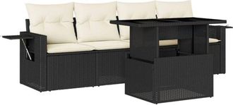vidaXL Vidaxl - Set De Muebles De Jard&iacute;n 5 Pzas Y Cojines Rat&aacute;n Sint&eacute;tico Negro