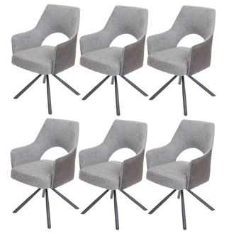 Hhg Juego De 6 Silla De Comedor Hhg 651, Silla De Cocina, Sill&oacute;n, Posici&oacute;n Giratoria Autom&aacute;tica, Tela/textil Mvg, Gris-gris Oscuro
