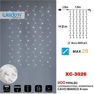 Trade Shop Trade Shop - Tenda Luminosa Natalizia 200led Luce Bianca Fissa + Bianca Intermittente Xc-3026