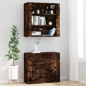 Berkfield Home Highboard Smoked Oak Engineered Wood in Brown