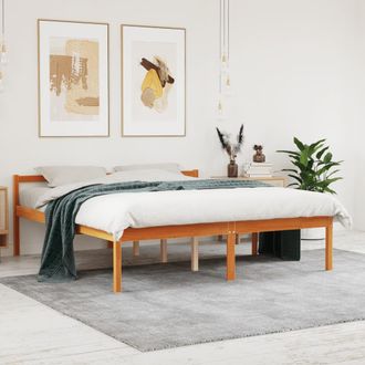 Berkfield Home Senior Bed without Mattress Wax Brown 160x200 cm Solid Wood Pine