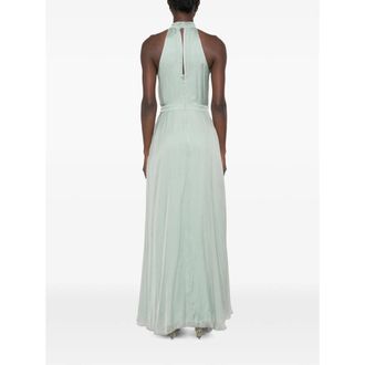 Raquel Diniz Pleated Halter Dress - Green