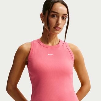 Nike Womens Nike Sportswear Tight Ribbed Tank Top in Pink | IH7956-897