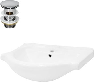 ECD Germany Lavabo de cerámica encastrable blanco con juego de desagüe