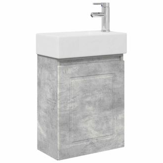 vidaXL M&oacute;dulo De Ba&ntilde;o Con Grifer&iacute;a Gris Hormig&oacute;n 45,5 X 22,5 X 84 Cm Vidaxl