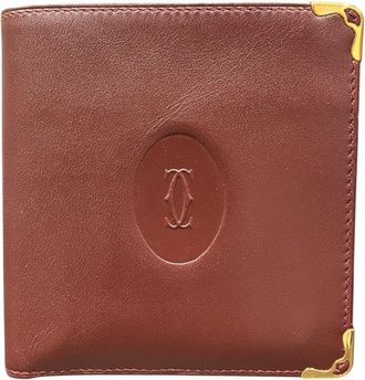 Cartier Wine Red Leather Wallet (Bi-Fold) (Pre-Owned)
