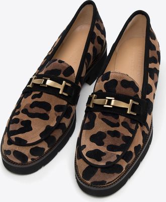 Wittchen Su&egrave;de Loafers met Luipaardprint voor Dames met Glanzende Gesp