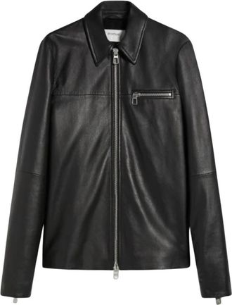 Sportmax Luxe Leren Jas met Rits - Dames - Zomerjassen - Zwart - S - Leer - Jassen