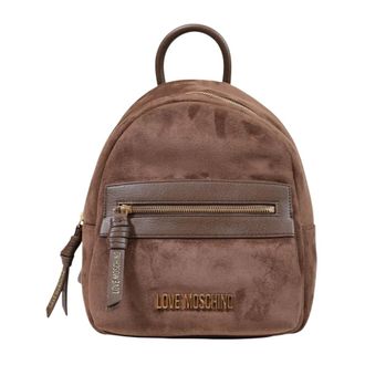 Love Moschino Logo Plaque Backpack - female - Love Moschino - Backpacks - Brown - ONE SIZE - Bags