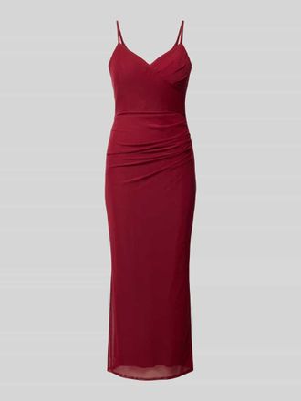 Troyden Collection Cocktailkleid mit Drapierungen und Gehschlitz in Bordeaux, Gr&ouml;&szlig;e 34