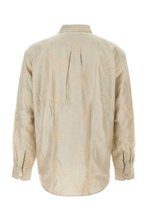 Our Legacy Mens Embroidered Jersey Oversize Shirt Champagne Bloom Ethereal Veil Camicie