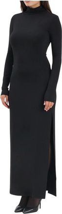 Patrizia Pepe Kleedjes, Dames, Zwart, M, Polyester, Abito Lungo in Lycra