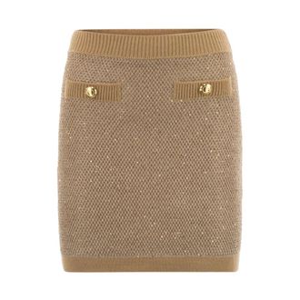 Elisabetta Franchi Short Skirts, female, Beige, Size: XS Honey Knit Short Skirt