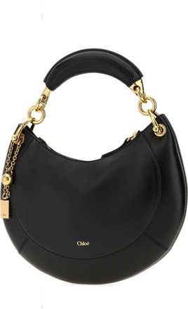 Chlo&eacute; Womens Curved Leather Shoulder Bag Black Lamb Ovis