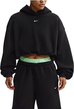 Nike (WMNS) Nike Studio Fleece Medium Weight Oversized Cropped Hoodie Total Black Sail IM8096-001