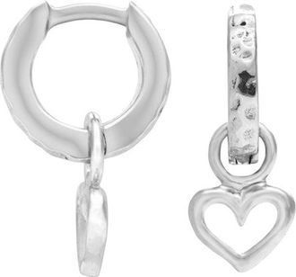 Dower & Hall Hammered Heart Charm Huggie Hoops
