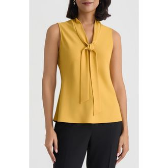 Kasper Sleeveless Tie Front Top in Butterscotch at Nordstrom, Size X-Small
