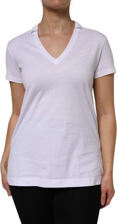 Dolce & Gabbana Womens White Cotton Short Sleeve V-Neck Top T-Shirt